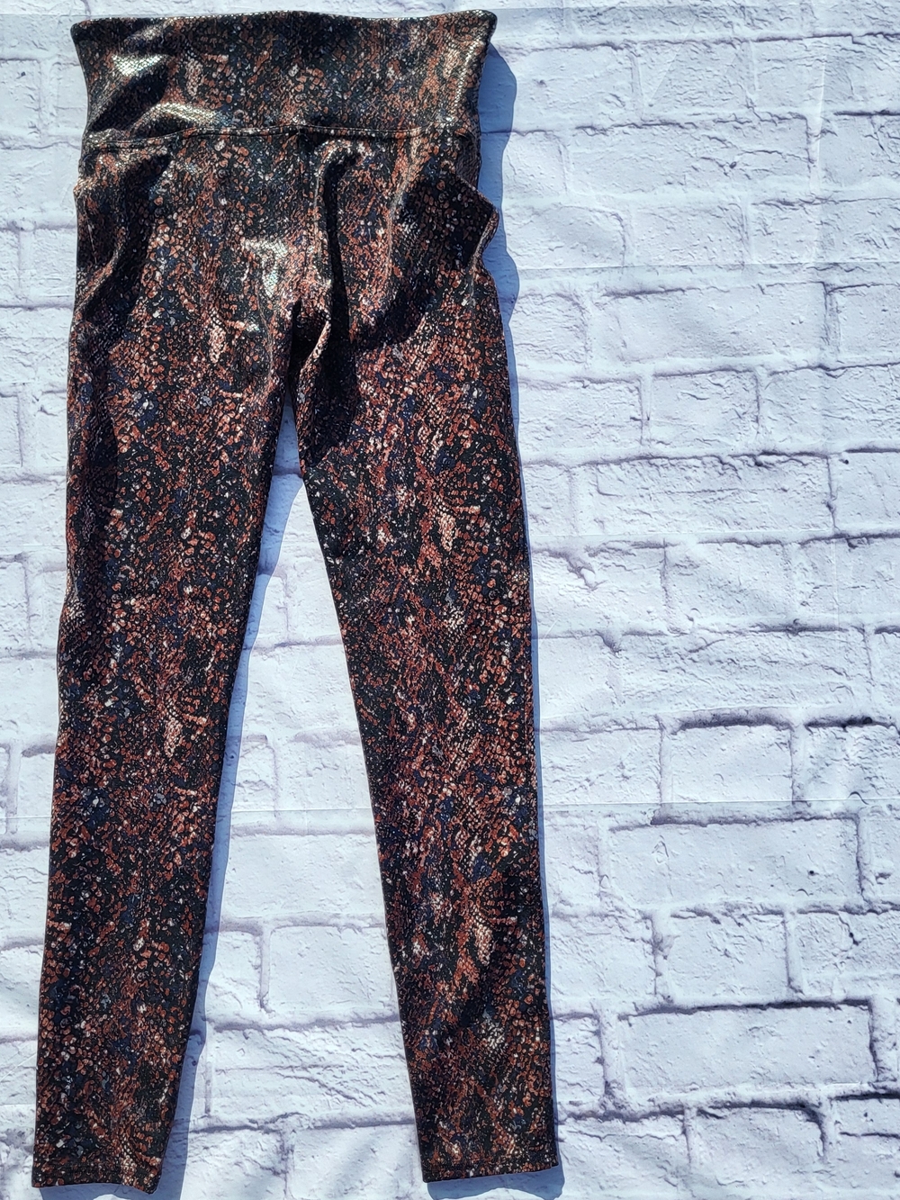SPANX Faux Leather Snakeskin High-Rise Leggings Womens Large